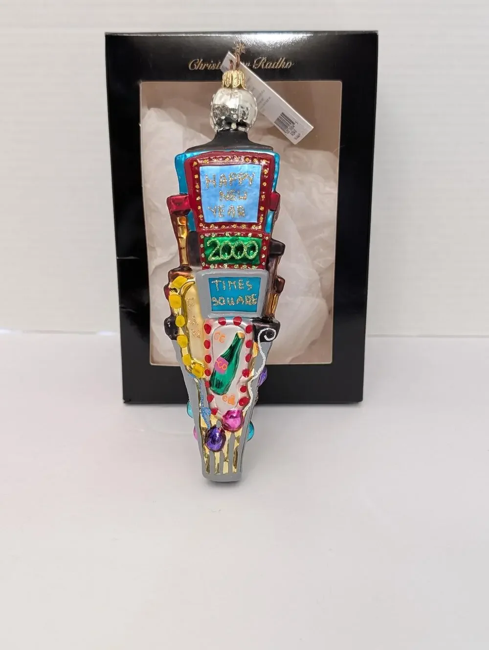 Christopher Radko 2000 Times Square New Year Glass Ornament Y2K Ball Drop Boxed